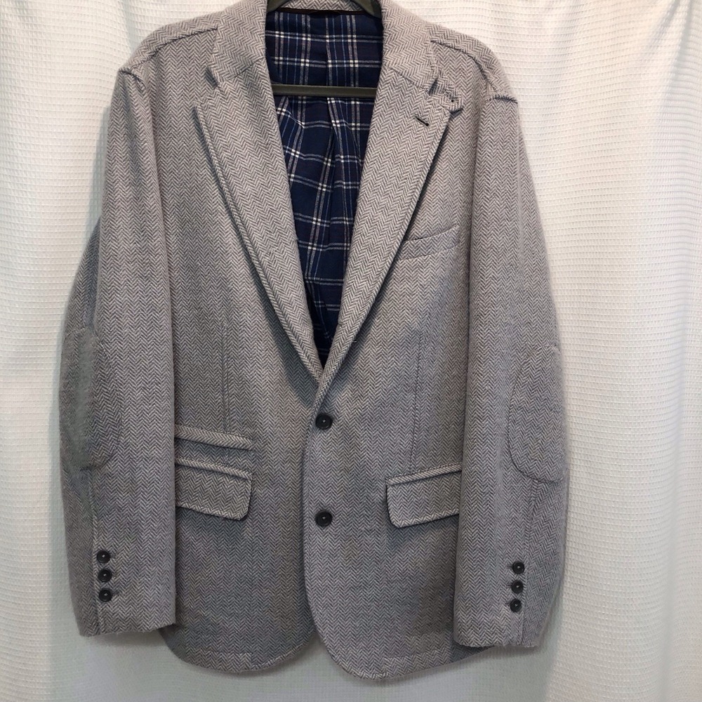 The Territory Ahead‎ Tweed Sport Coat Mens L Herringbone Elbow Patch Flannel